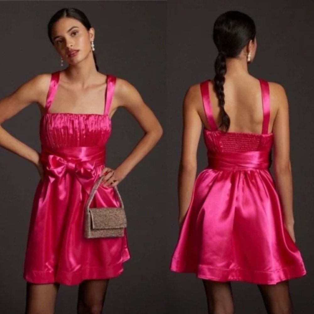 Anthropologie Maeve Hot Pink Fuschia Mini Dress